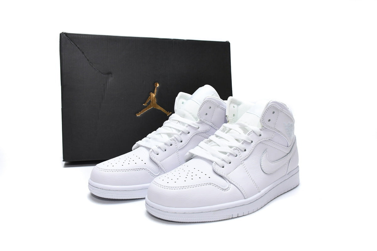 Air Jordan 1 Mid Triple White 2019 Reps Sneaker 554724-129