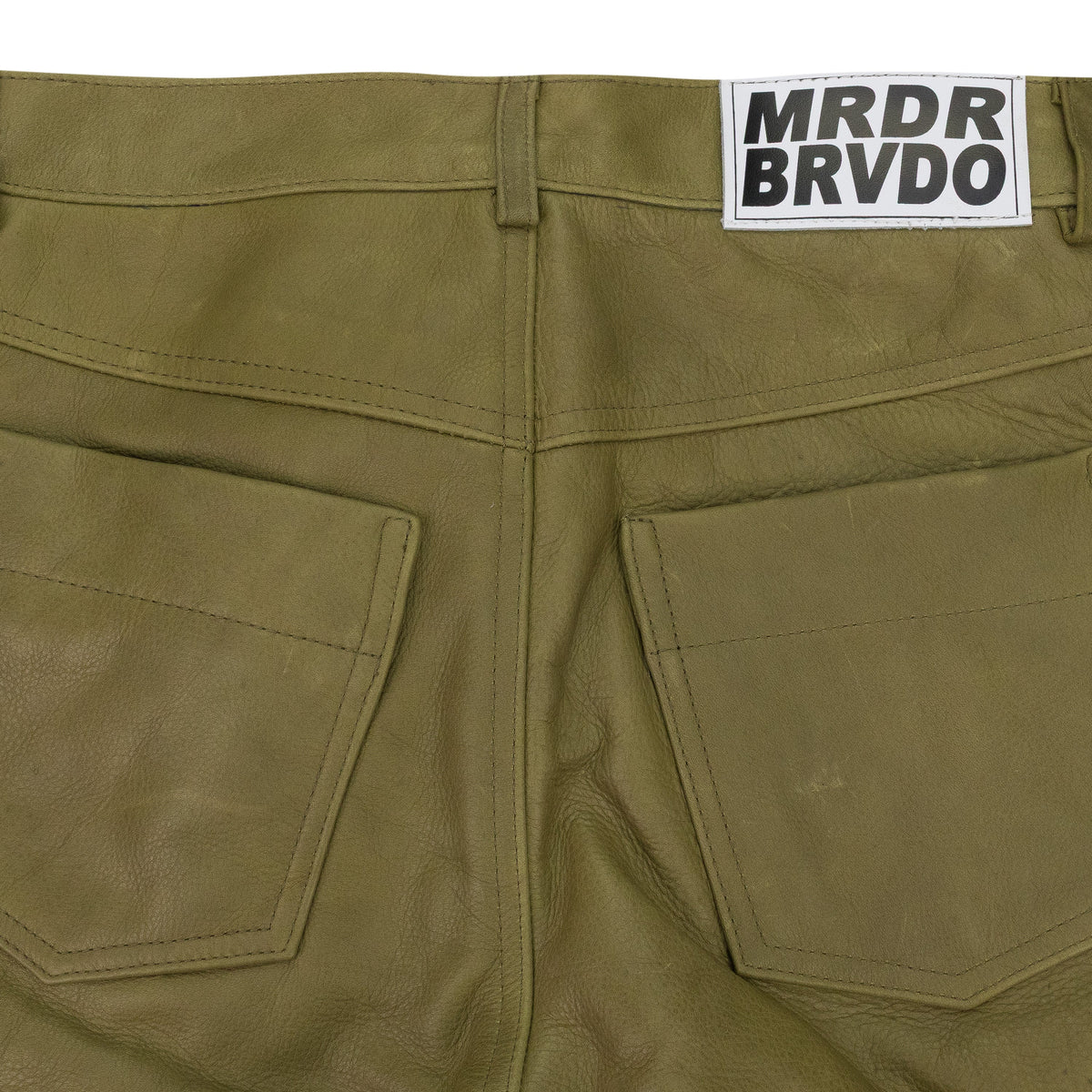 TAN RAISED WINDOW (LEATHER) PANTS