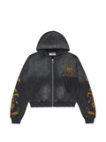 Vale waffle-knit graphic-print hoodie