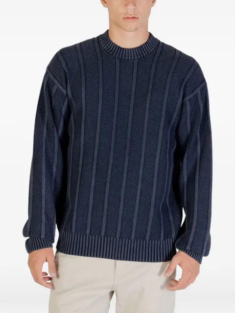 BOSS vertical-stripe textured-knit sweater