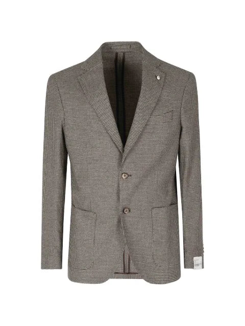 l.b.m. houndstooth-pattern single-breasted blazer