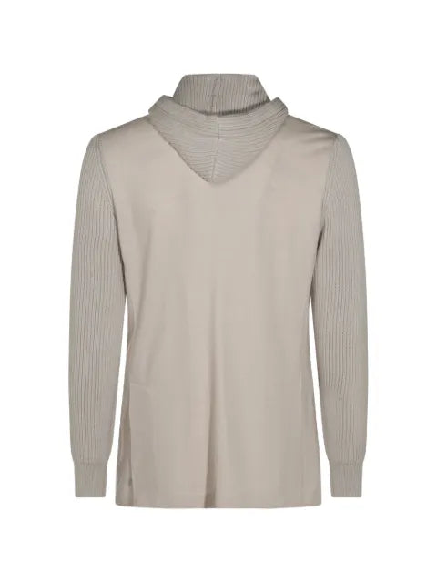 Eleventy ribbed-knit panelled hoodie