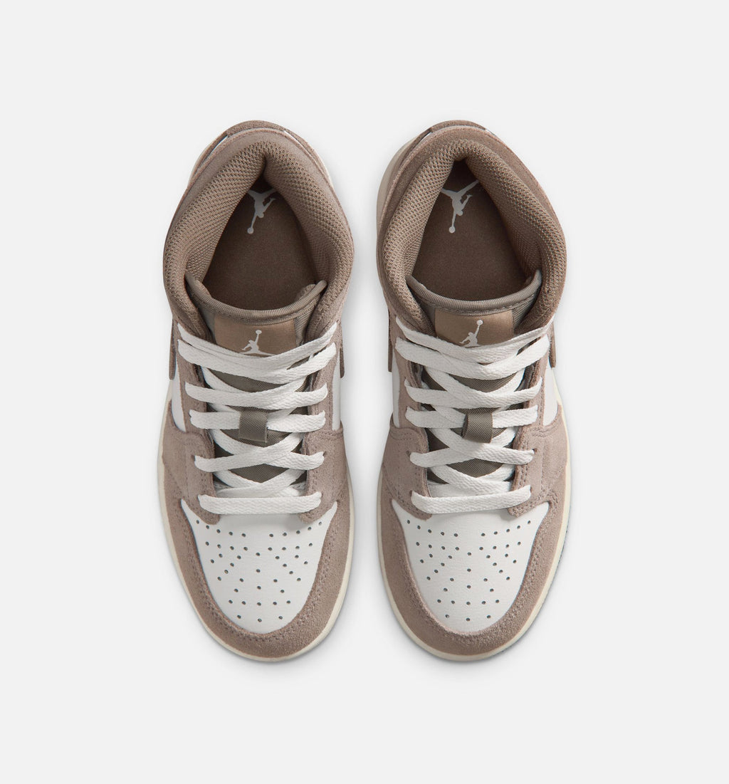 Air Jordan 1 Mid Big Kids' Lifestyle Shoes - Enigma Stone/Olive Grey/Summit White