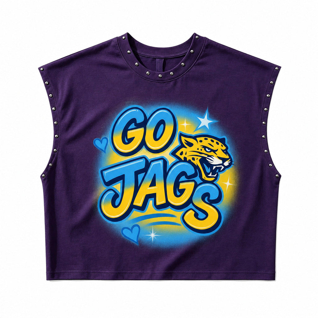 Cropped Graphic Rivet Sleeveless Tank Top Y2K Streetwear Multi‑Style
