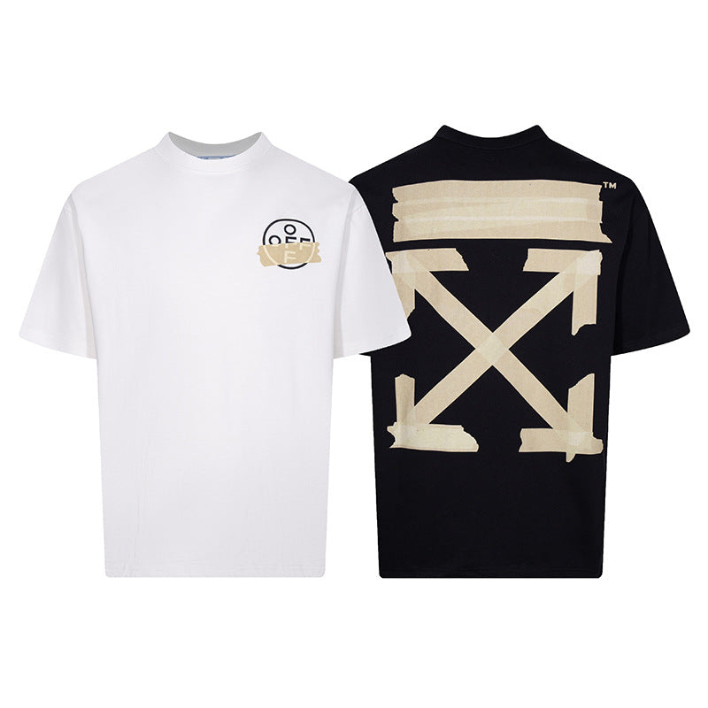 2026 New Off-White Arrow Print Tee Loose Crew Neck Streetwear T-Shirt