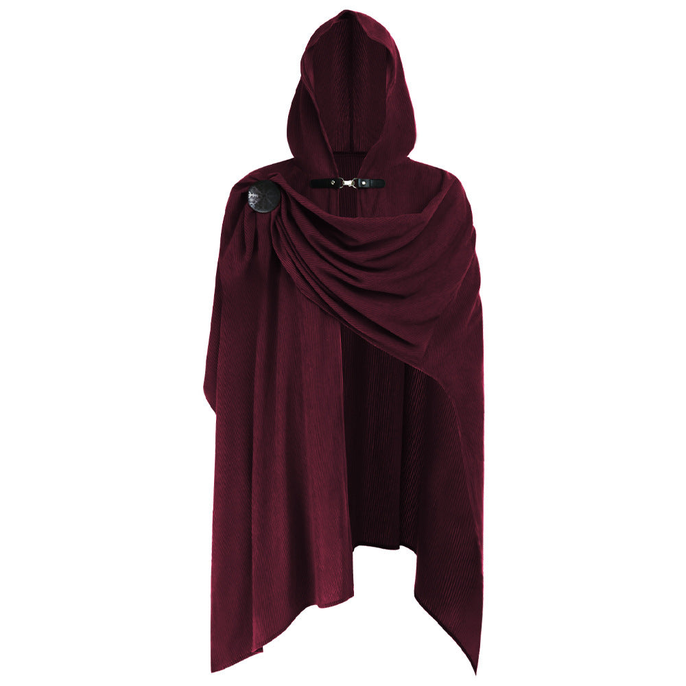 Halloween Renaissance Hooded Cape Corduroy Multi‑Color Cosplay Cloak