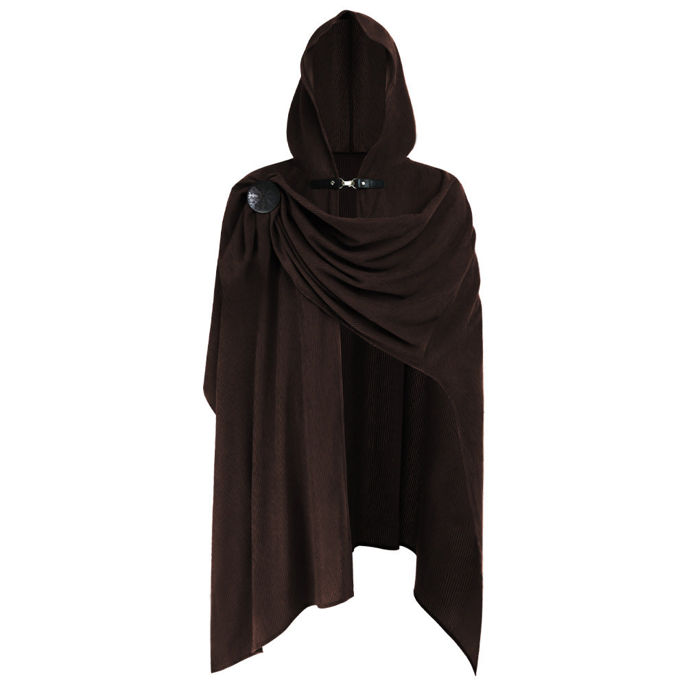 Halloween Renaissance Hooded Cape Corduroy Multi‑Color Cosplay Cloak