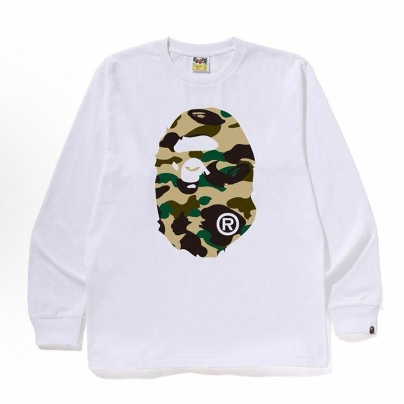 Bape Baby Milo Camo Ape Head Graphic Oversized Long Sleeve Tee Street