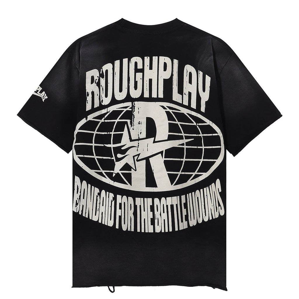 Rough Play Jesus Graphic Distressed Washed T-Shirt