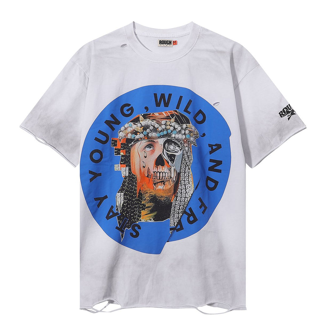 Rough Play Jesus Graphic Distressed Washed T-Shirt