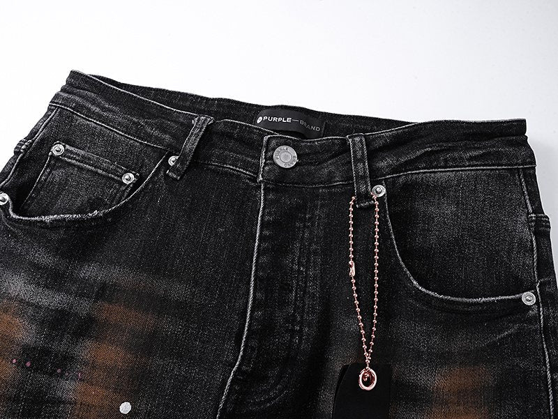 Purple Brand Distressed Paint-Splatter Jeans