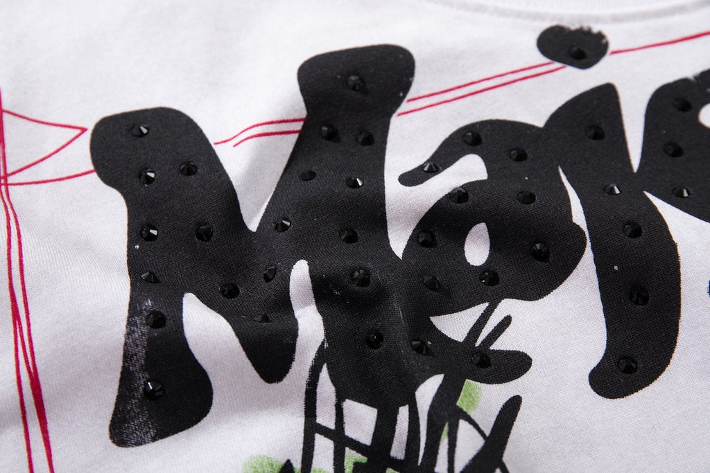 MAJESTIK Distressed Stone-Inlay Graphic T-Shirt