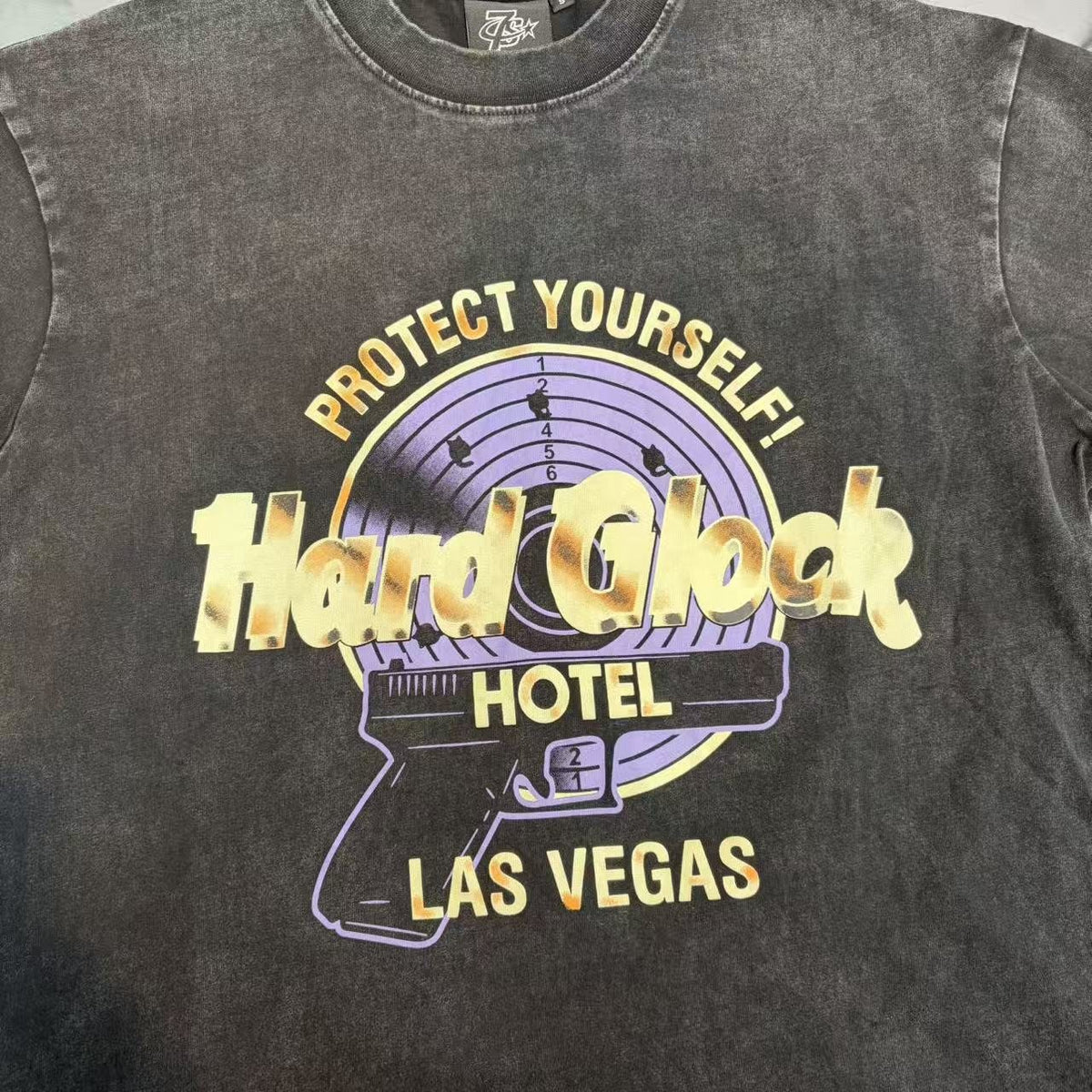 TRIPLE SEVENS Hard Glock Hotel Las Vegas Washed Graphic T-Shirt