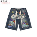VALE SPORTS DIVISION Patch Embroidered Studded Denim Shorts