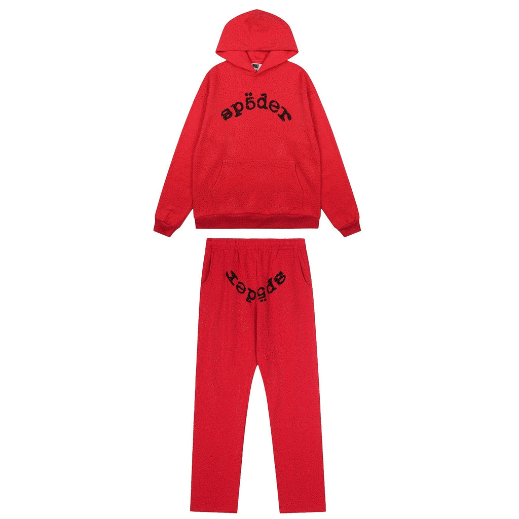 Sp5der Rhinestone Hoodie & Pants Matching Set