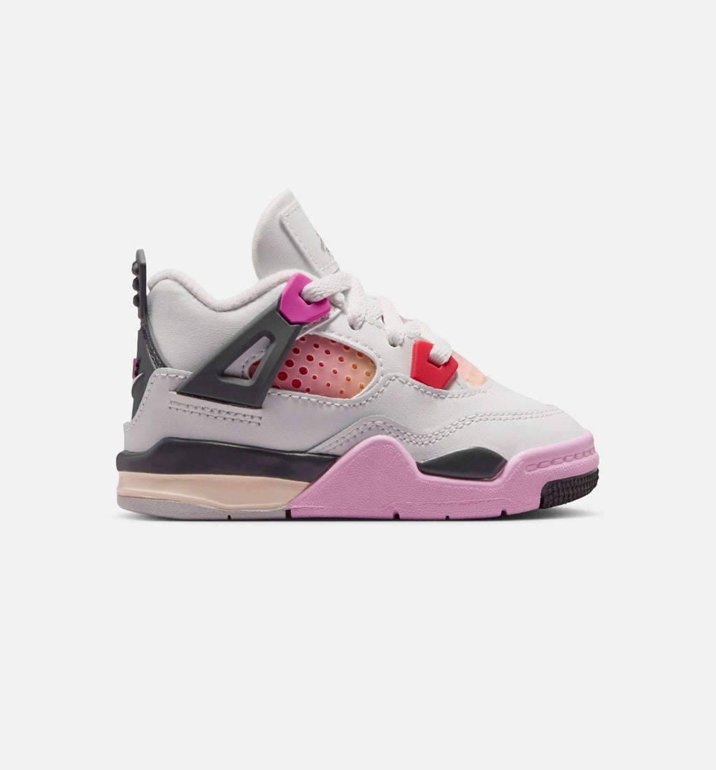 Air Jordan 4 Retro Comic Infant/Toddler Shoes - Off White Fire Pink Anthracite