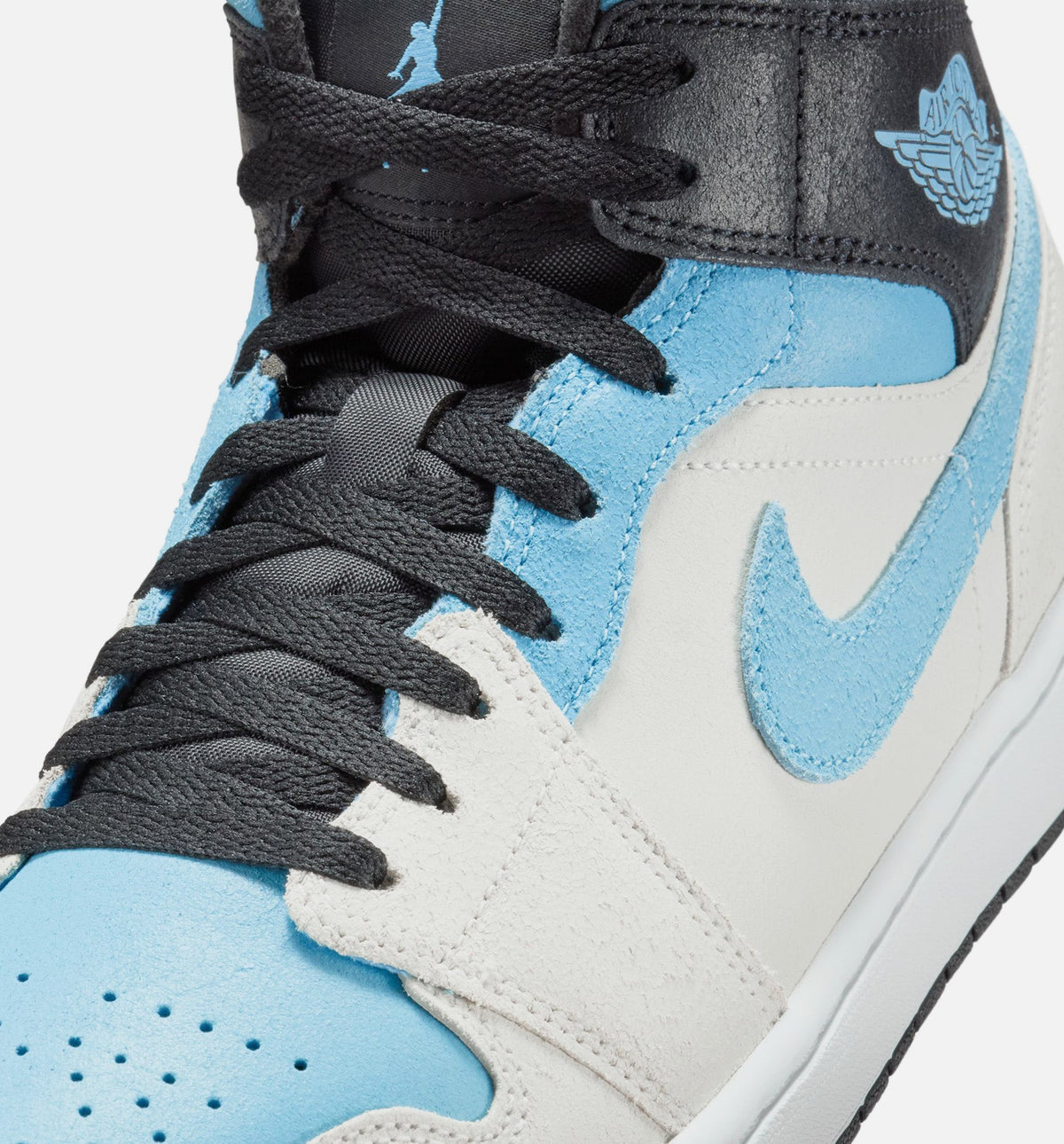 Air Jordan 1 Mid SE Men's Lifestyle Sneakers - Summit White/Blue Chill/Black