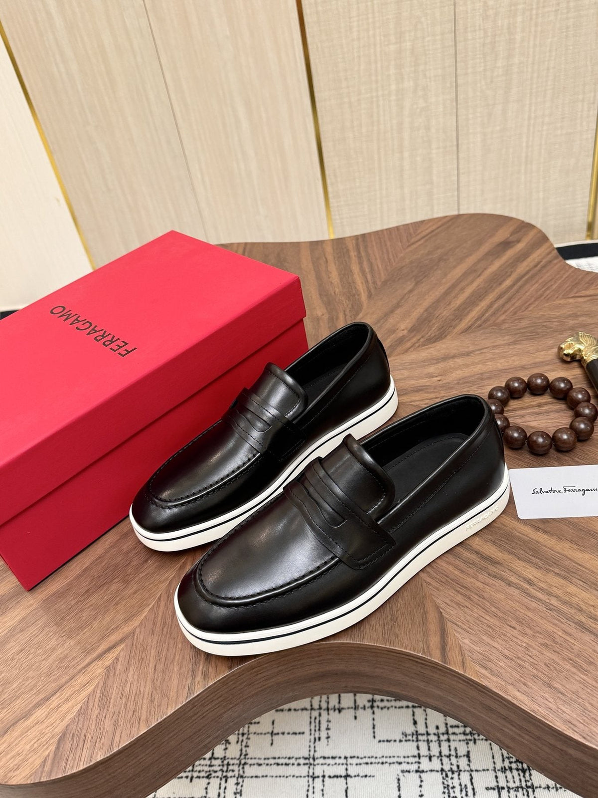 Salvatore Ferragamo Black Penny Loafers