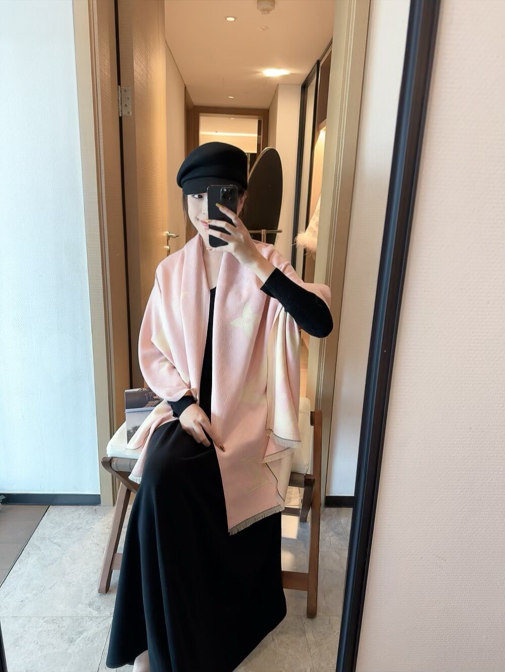 Louis Vuitton Monogram-Style Fringe Scarf