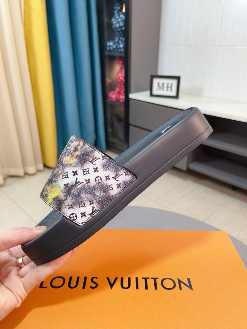 Louis Vuitton Men's Brown Monogram Slide Sandals