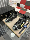 Dolce & Gabbana Black and Gray Sneakers with Yellow Accent