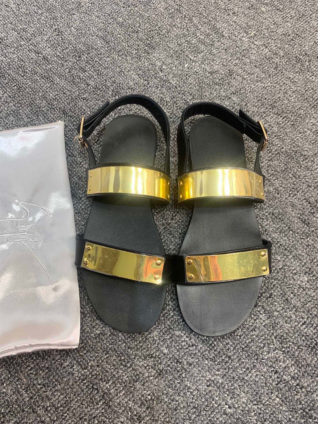 Giuseppe Zanotti Men's Black Gold-Tone Open-Toe Sandals