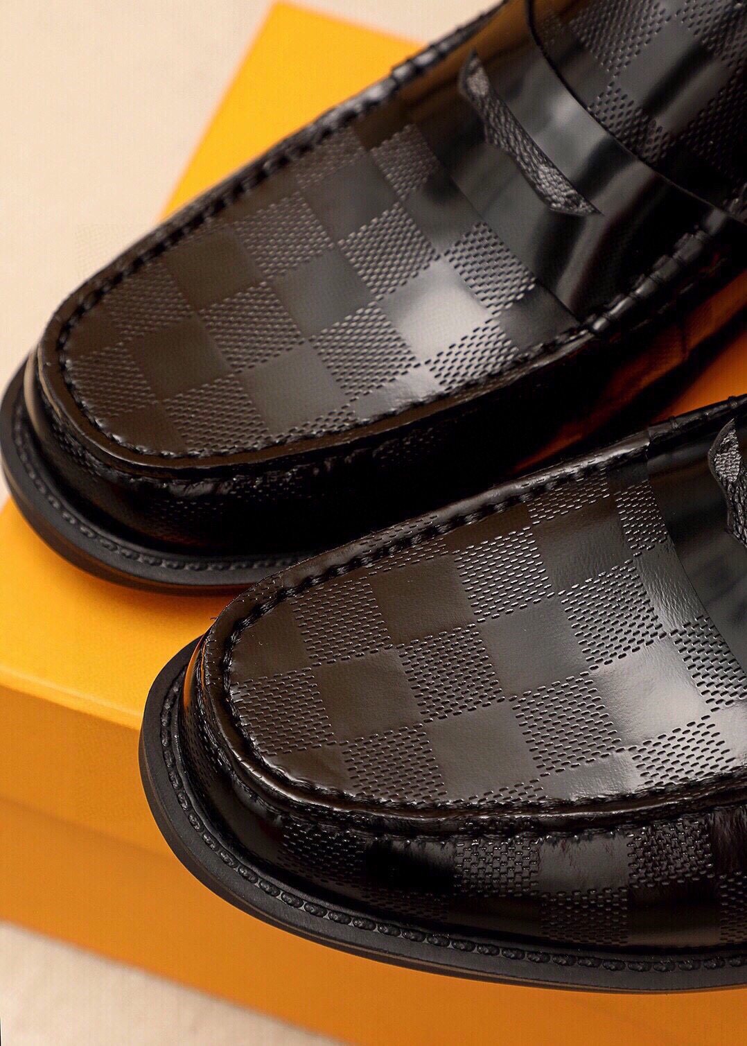 Louis Vuitton Checkerboard Penny Loafers - Black and Dark Brown