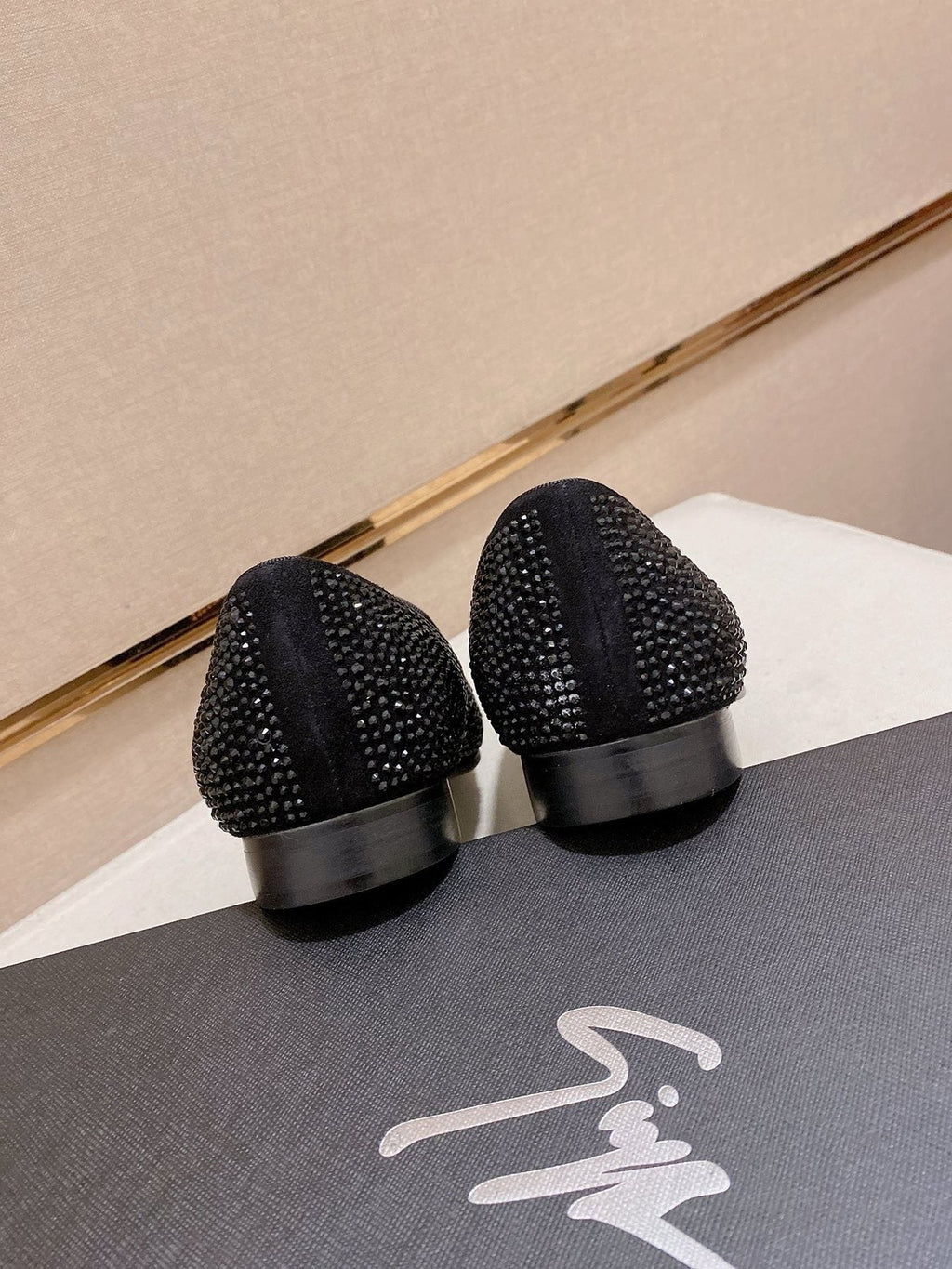 Giuseppe Zanotti Men's Black Rhinestone Loafers