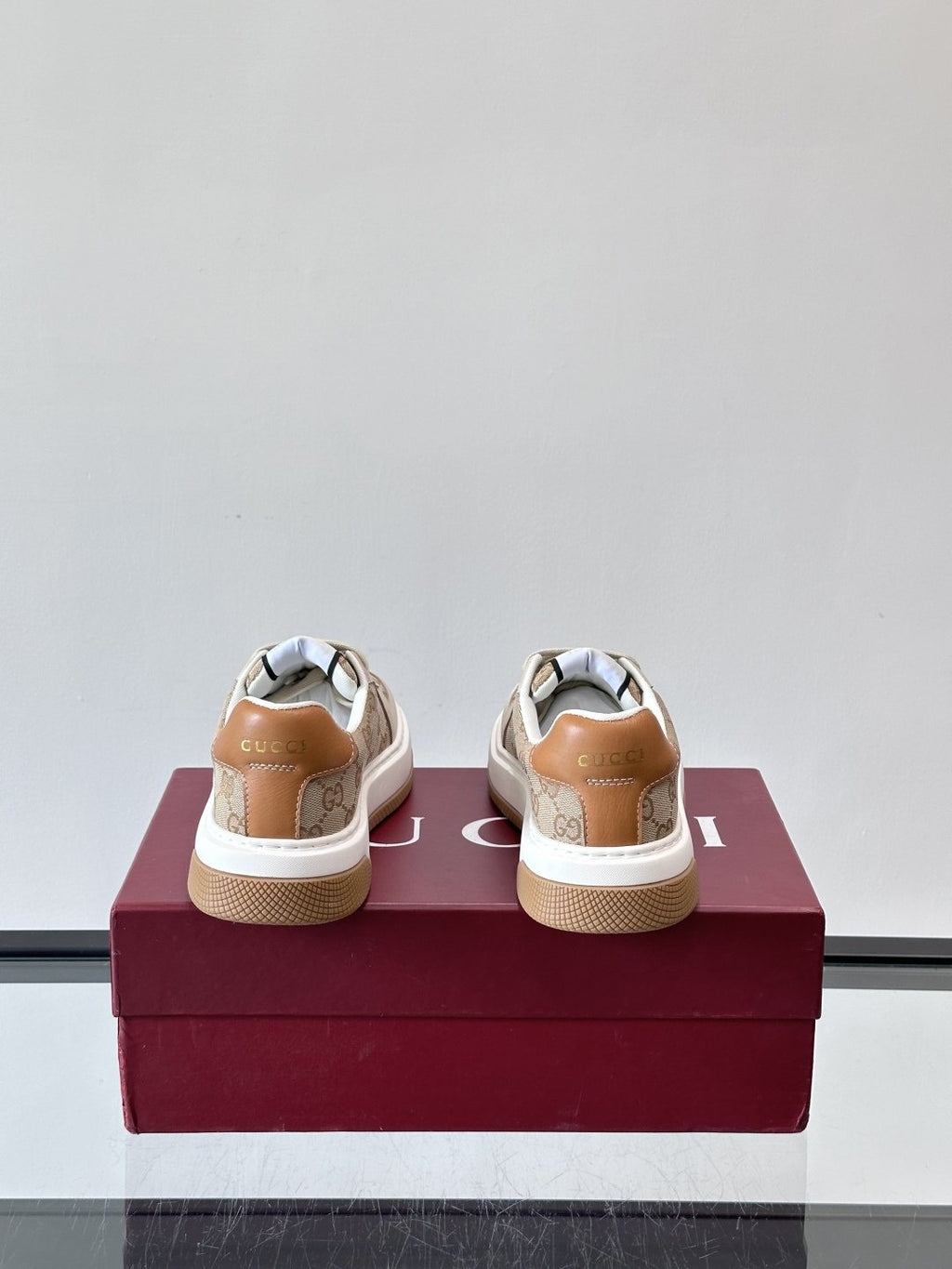 Gucci Men's Beige Patterned Panel Sneakers