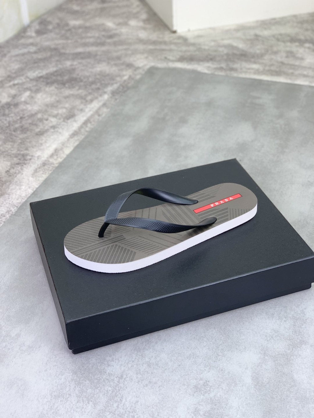 Prada Gray and Black Flip-Flops