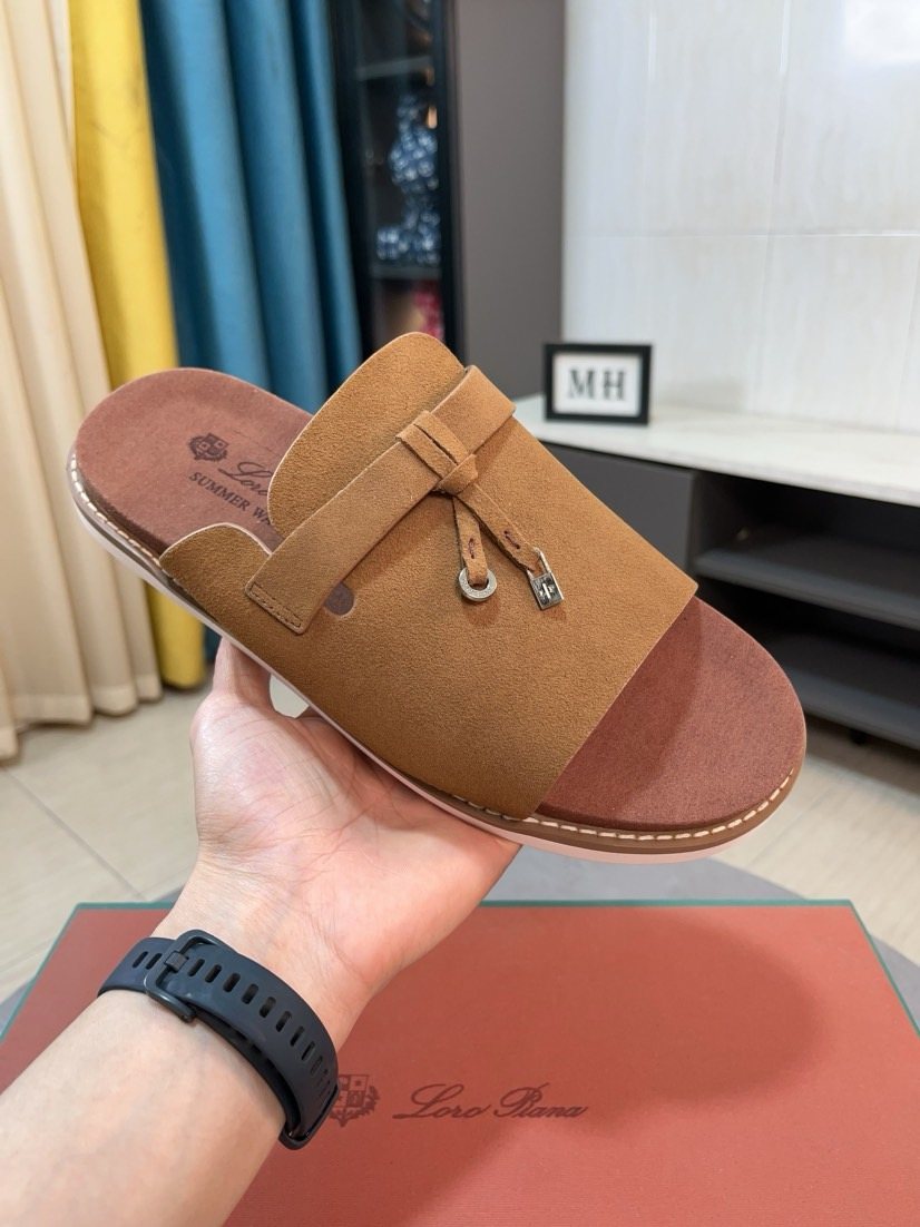 Loro Piana Buckle Slide Sandals