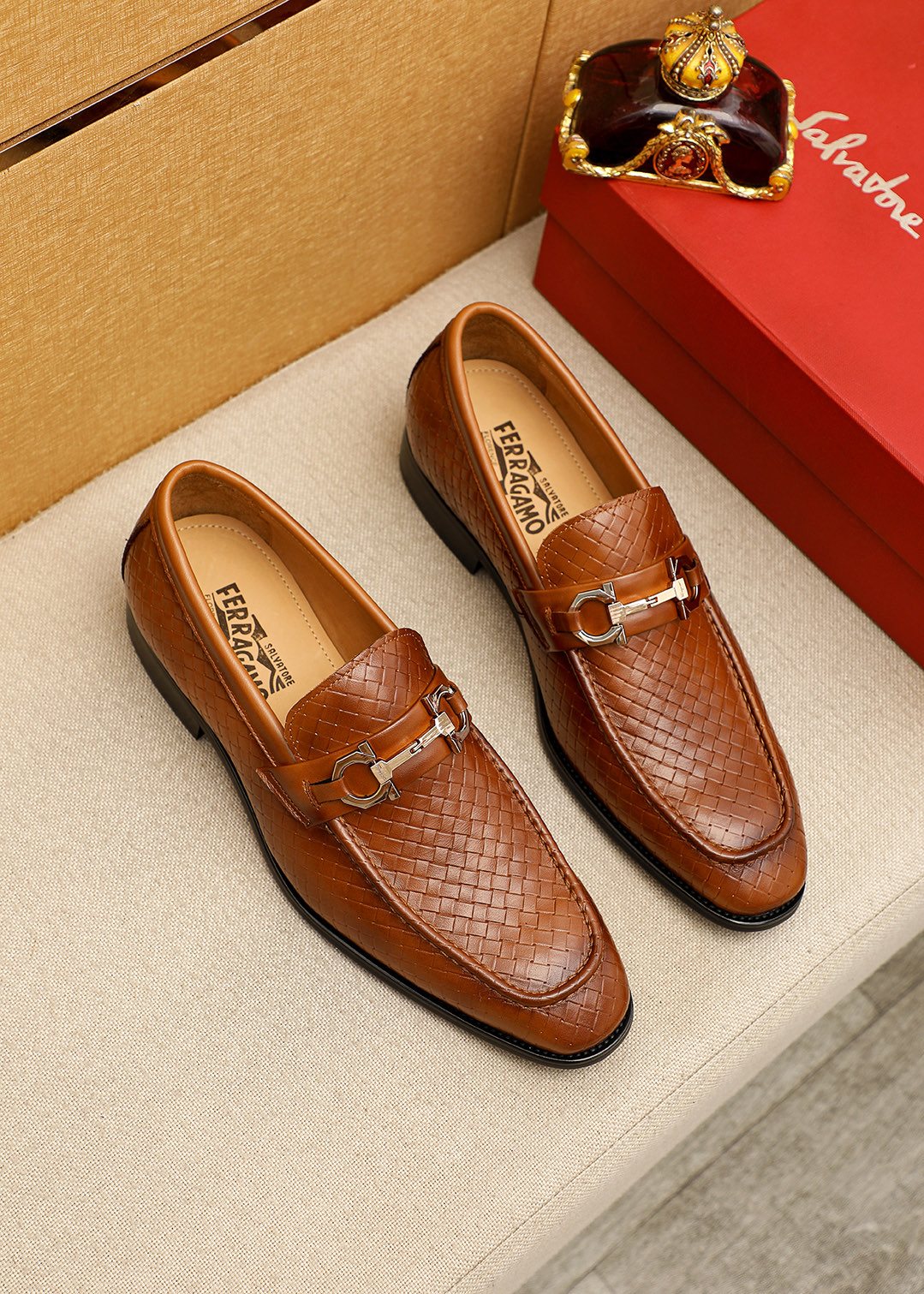 Salvatore Ferragamo Textured Buckle Loafers