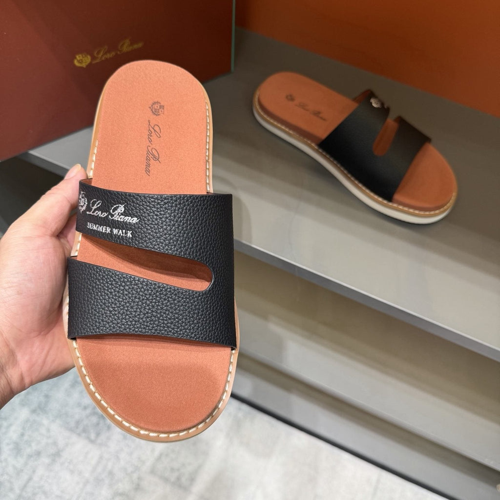 Loro Piana Summer Walk Slotted Slide Sandals